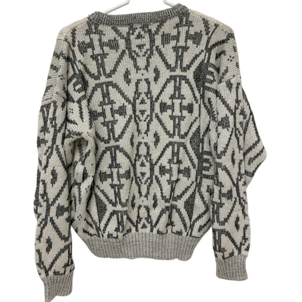 Bugatchi Vtg Patterned Knit Sweater Pullover Gray… - image 2